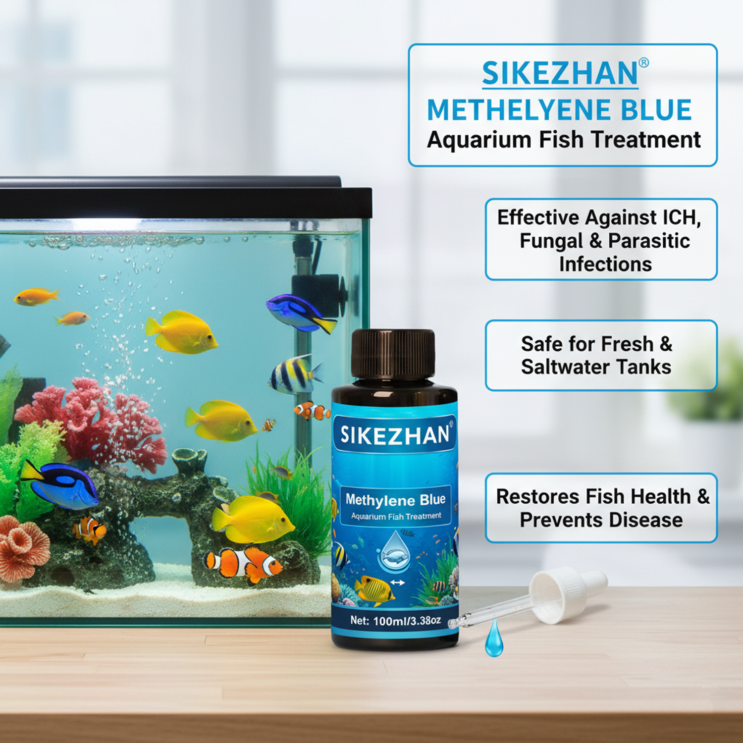 Aquarium Fish Medicine - Methylene Blue Solution Aquarium Fish Treatment