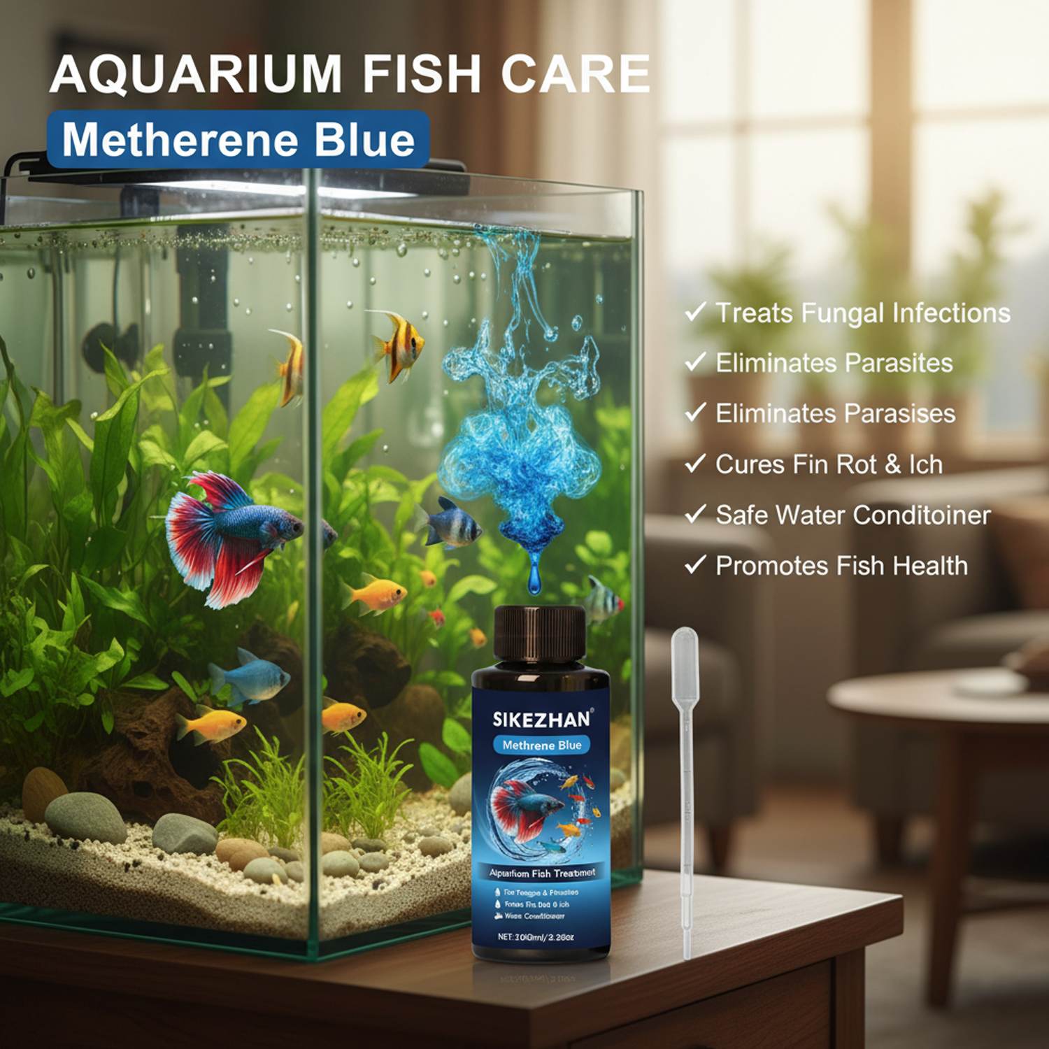Aquarium Fish Medicine - Premium Methylene Blue Fish Medicine Treatment