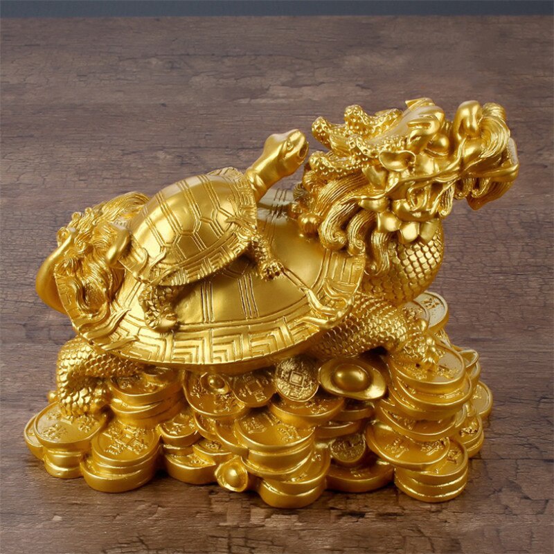 Aquarium Fish Dragon - 1 Resin Gold/bronze Feng Shui Dragon