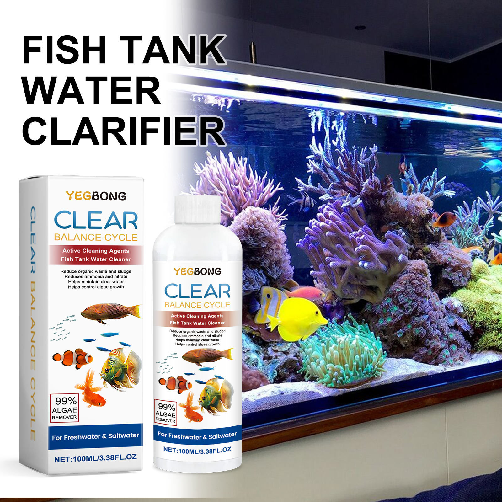 Aquarium Fish Quality - Aquarium Water Clarifier 100ml Freshwater Saltwater