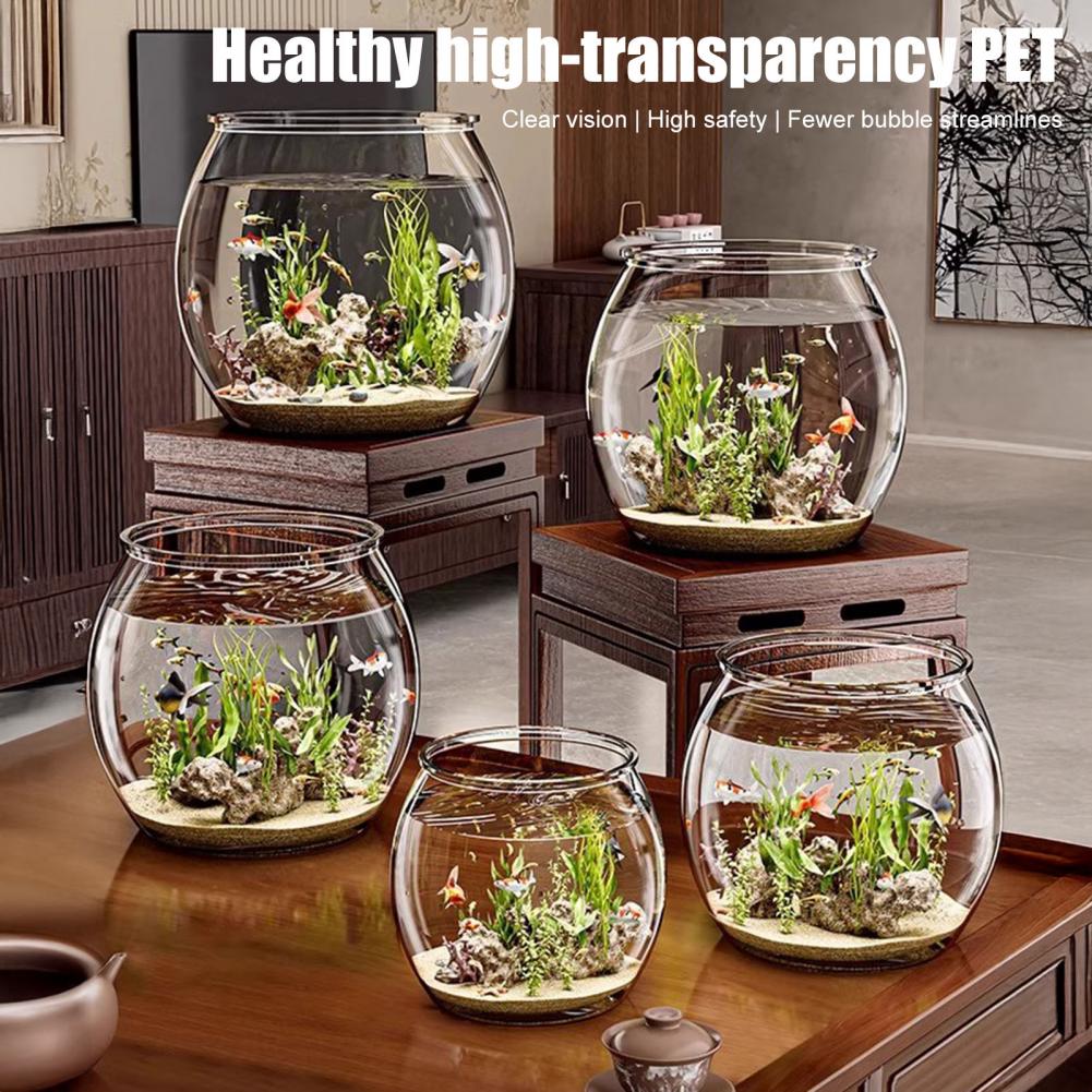 Clear Plastic round Fish Bowl  - Aquarium Fish Pot บทวิจารณ์และราคา